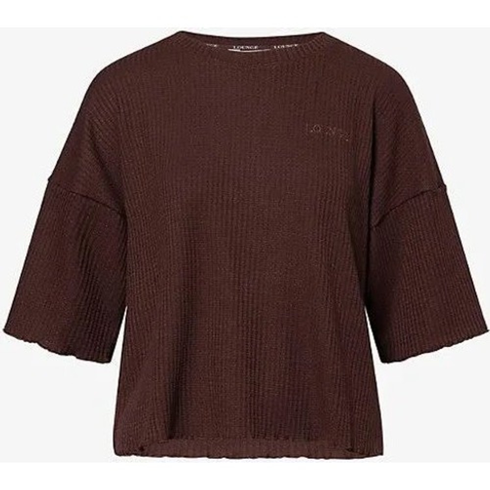 Lounge Soft Waffle Pyjama Top Chocolate‎ Large New With Tags